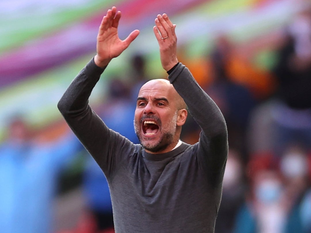 Manchester City coach Pep Guardiola during Sunday’s Carabao Cup final