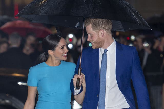 <p>Harry and Meghan in March 2020</p>
