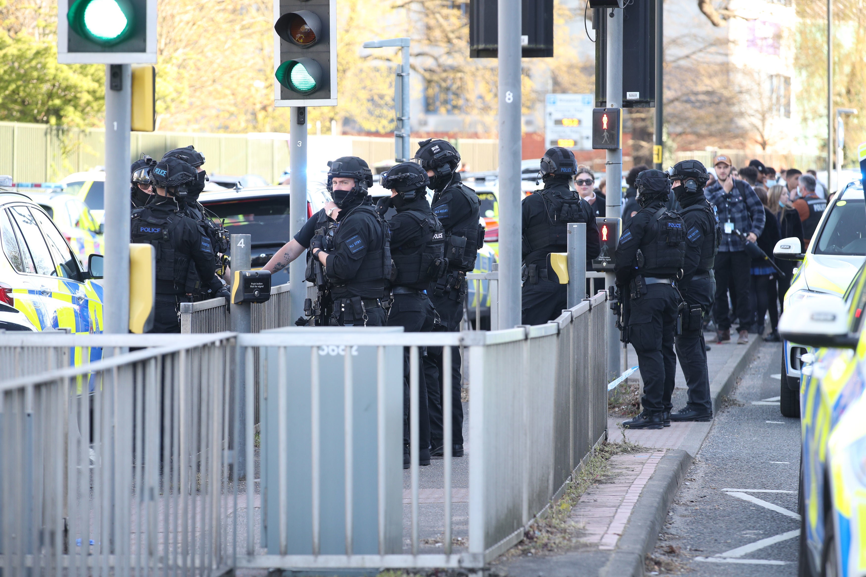 Armed police at Crawley College, Crawley, West Sussex, following "reports of gunshot fire"