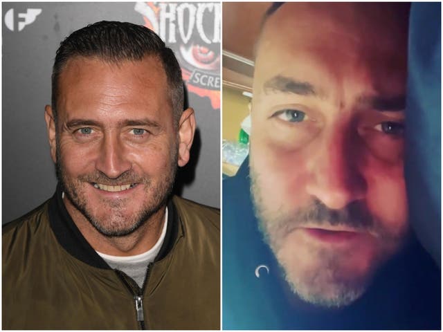 Will Mellor in 2019, and bed-ridden on his Instagram this week