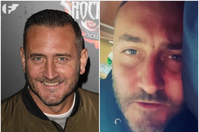 Will Mellor in 2019, and bed-ridden on his Instagram this week