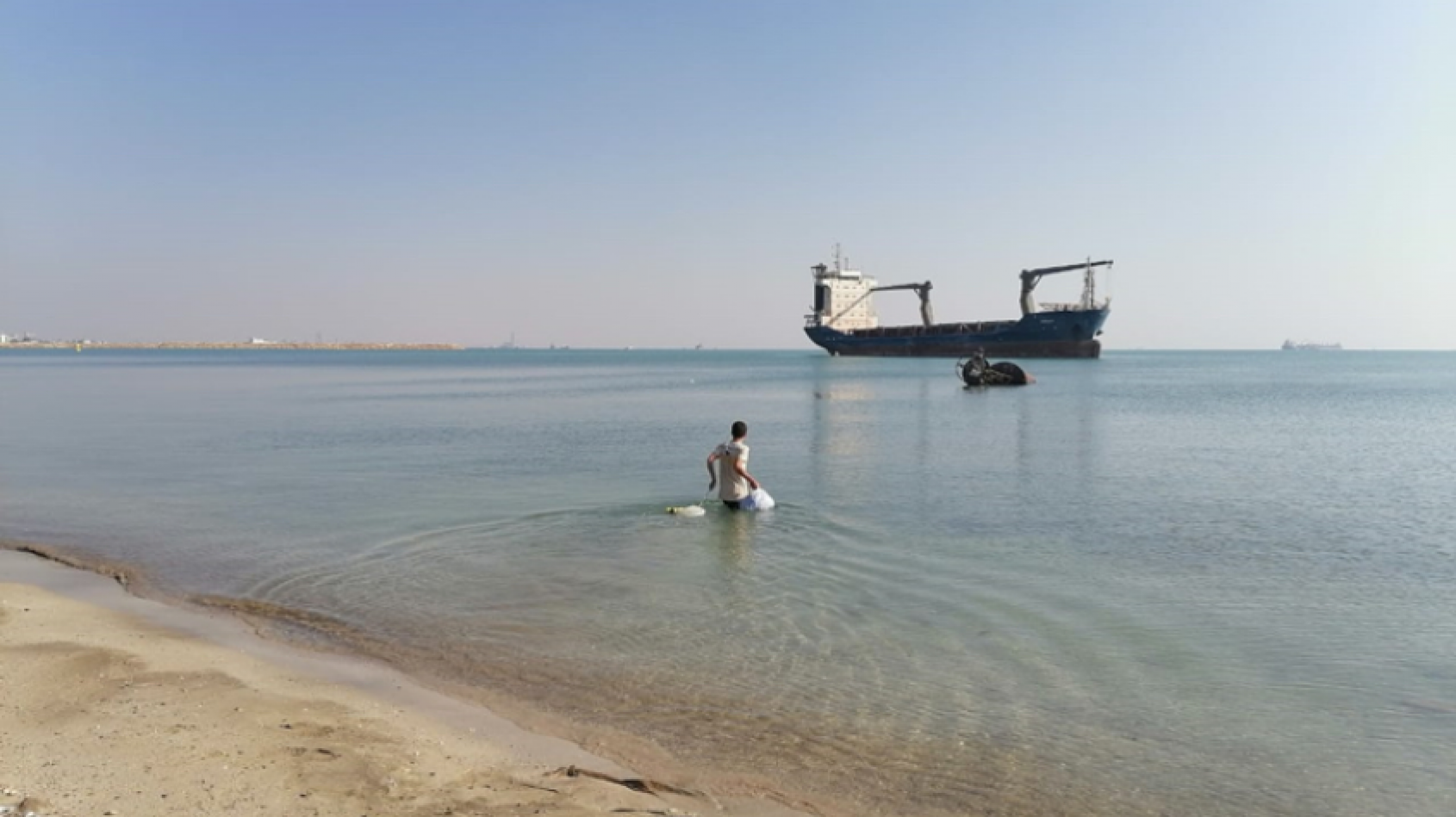 Mohammad Aisha had to swim to charge his phone and get food during his time trapped on the abandoned MV Aman