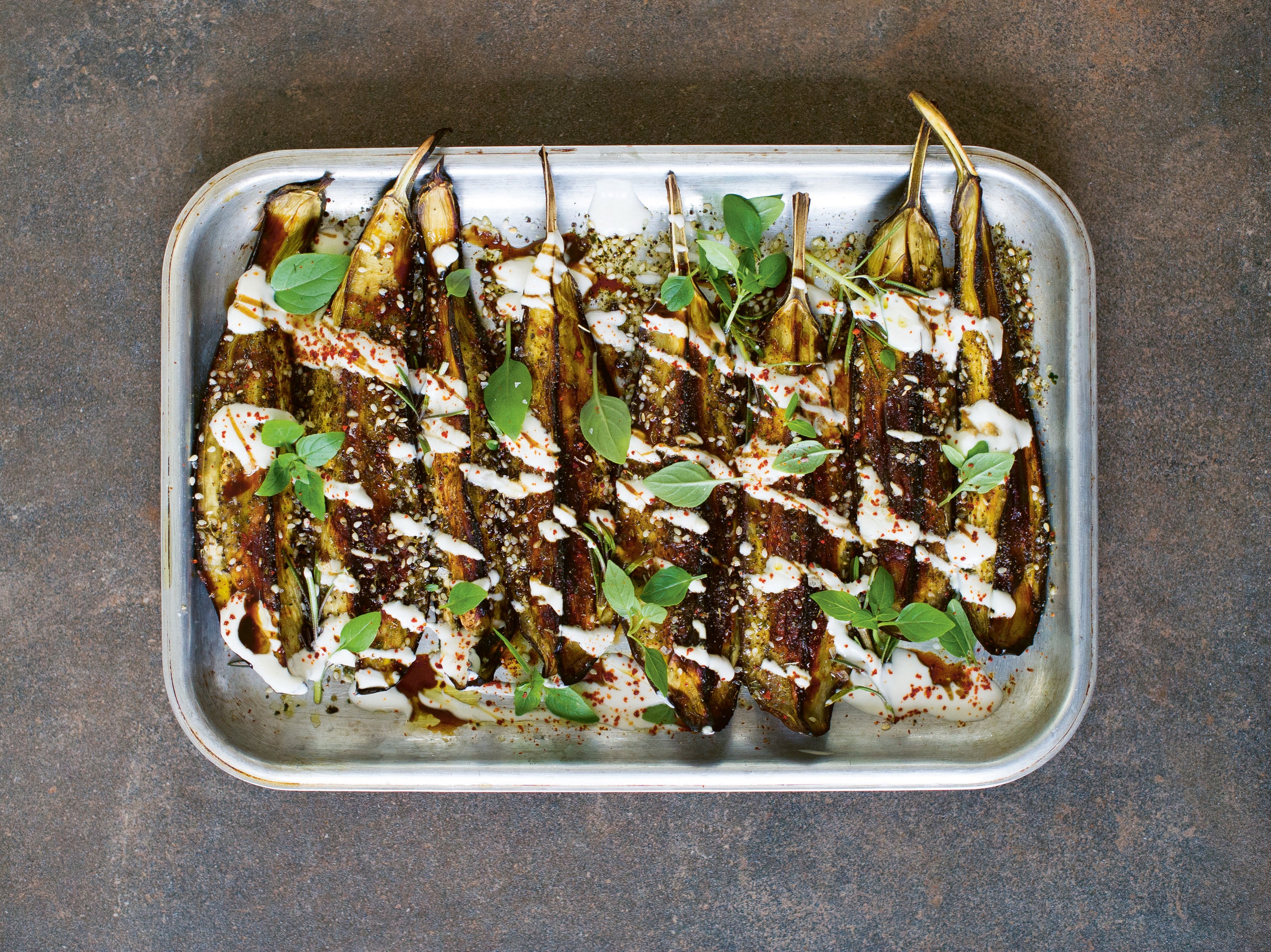 Diacono’s favourite way with aubergines, and one that shows how they take beautifully to so many herbs