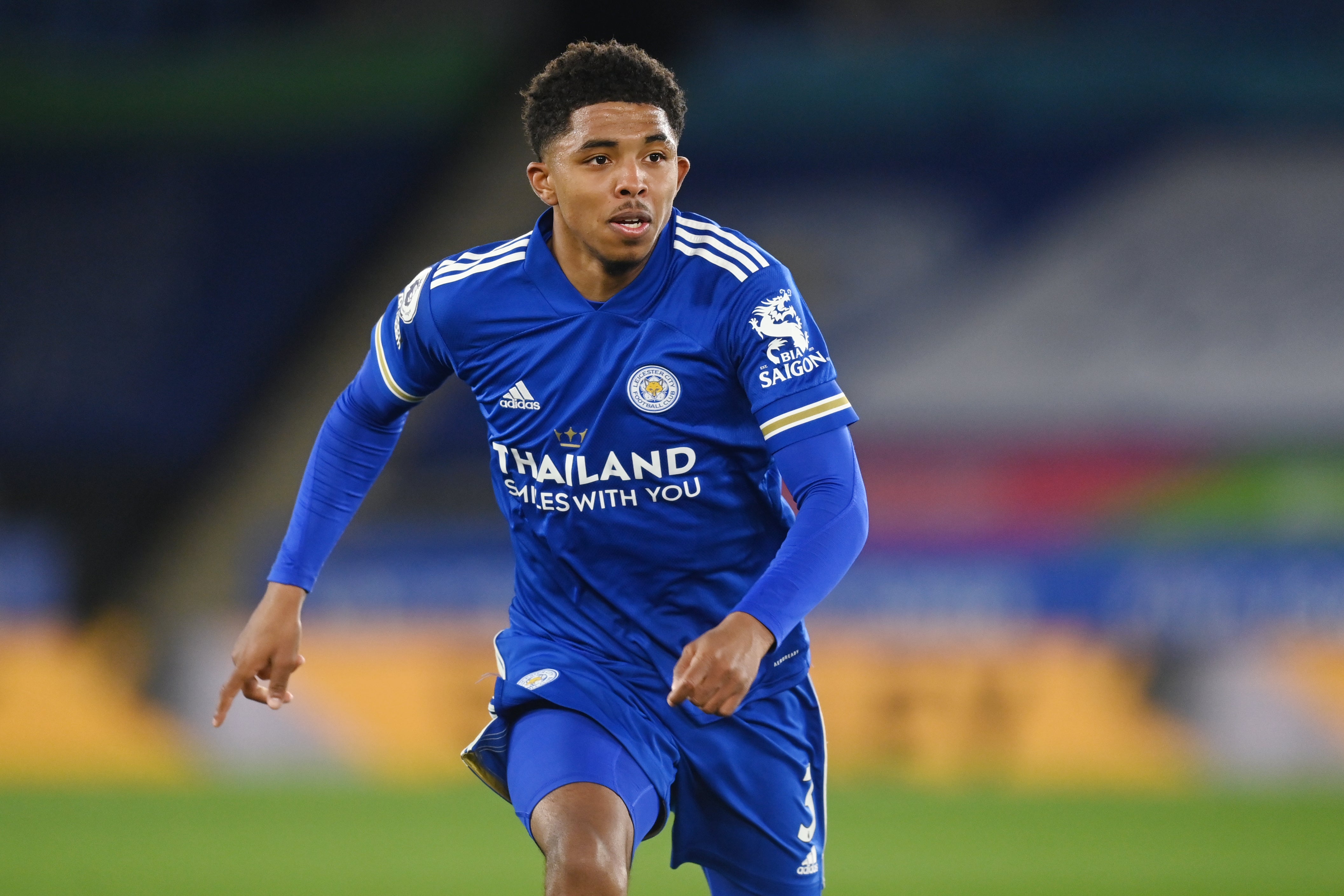 Wesley Fofana of Leicester in action against West Brom