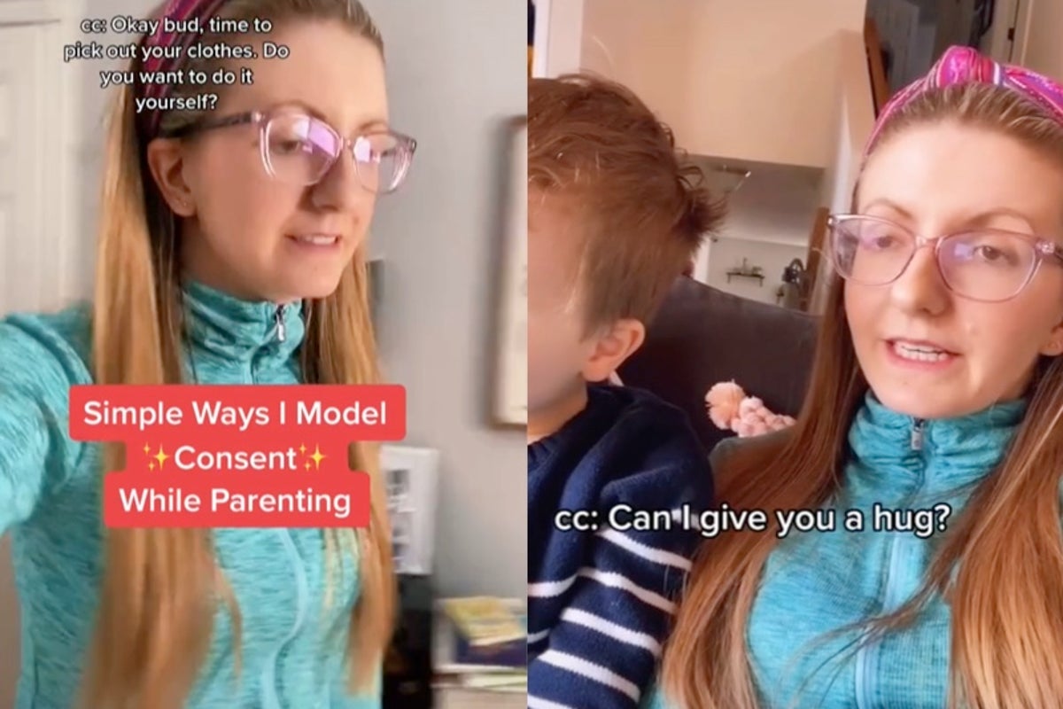 Mother goes viral with videos showing how she teaches her children consent | The Independent