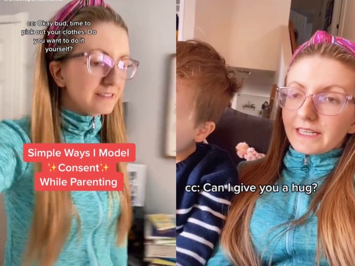 Mother goes viral with videos showing how she teaches her children consent | The Independent