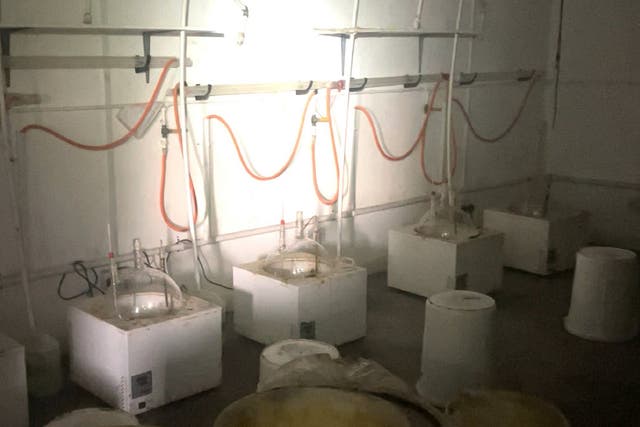 Five people have been arrested after officers from the National Crime Agency and Warwickshire Police uncovered an industrial-scale amphetamine laboratory in farm buildings near Redditch