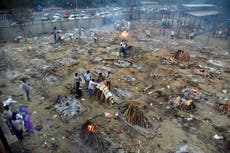 India coronavirus: Delhi builds makeshift funeral pyres in public parks as it runs out of space for dead