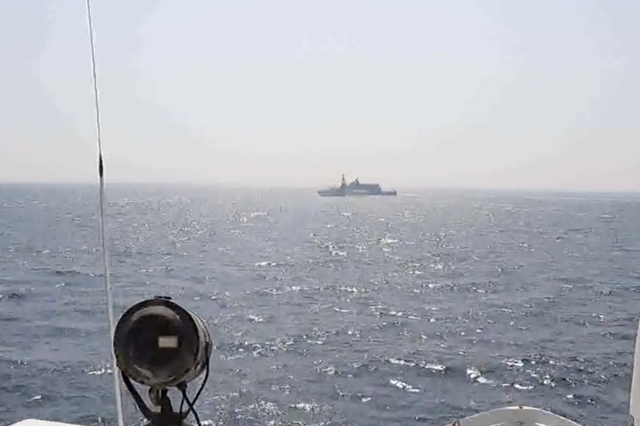 <p>Iran’s Islamic Revolutionary Guard Corps Navy ship conducted an ‘unsafe and unprofessional action’ by crossing the bow of the Coast Guard patrol boat on 2 April</p>