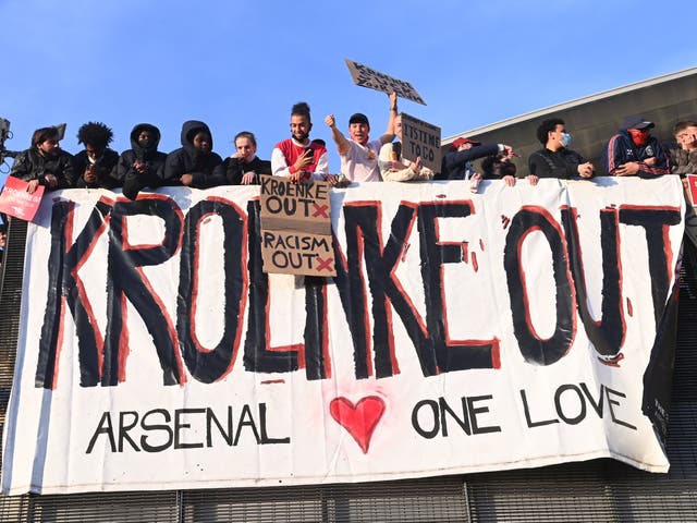 Arsenal fans protest against the club’s ownership 