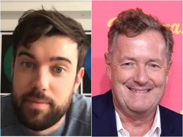 Jack Whitehall on Good Morning Britain (left) and Piers Morgan (right)