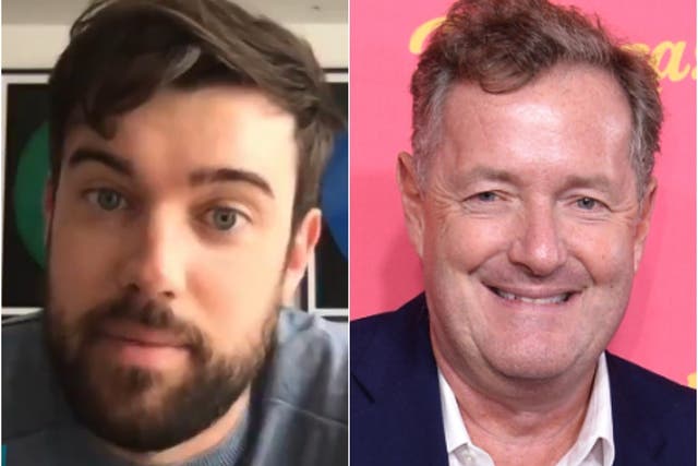Jack Whitehall on Good Morning Britain (left) and Piers Morgan (right)