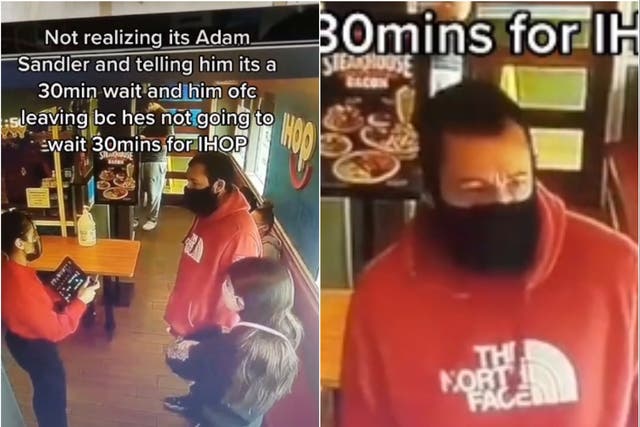 Adam Sandler seen at an IHOP in a viral TikTok video