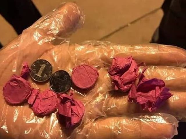 The coins were wrapped in red paper