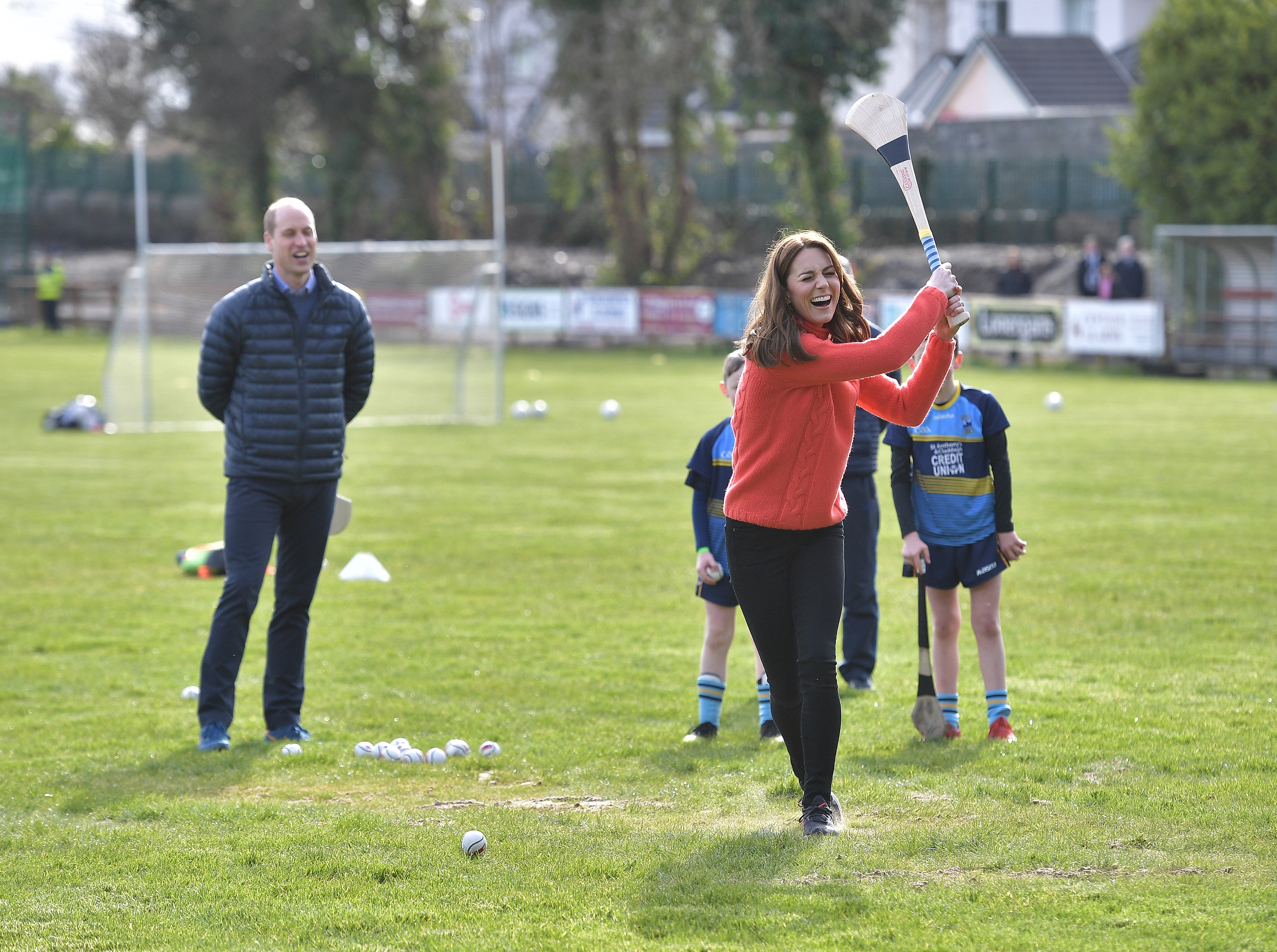 Kate tries out hurling in Ireland on 5 March 2020