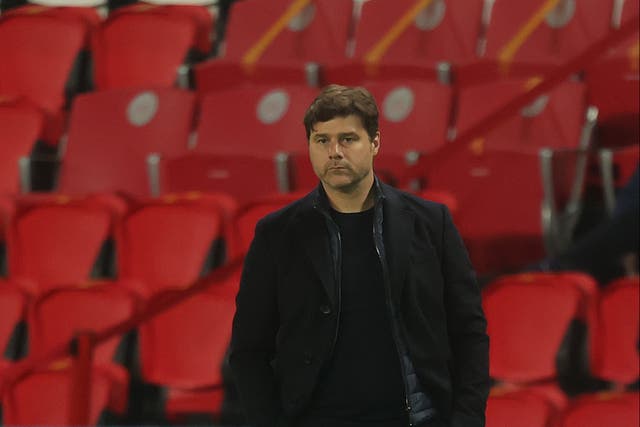 Mauricio Pochettino reacts to his PSG side’s defeat by Manchester City