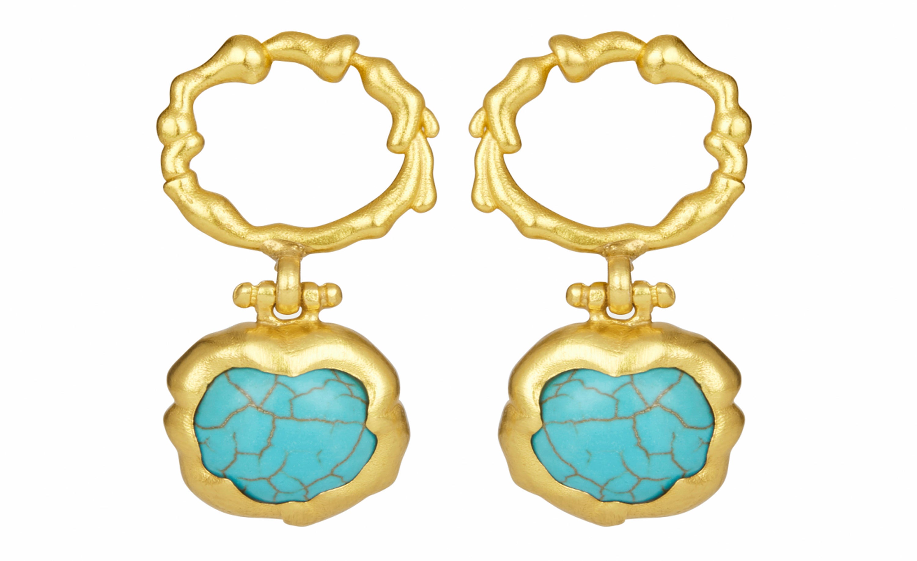 Ottoman Hands Bellezza Turquoise Front Hoop Earrings