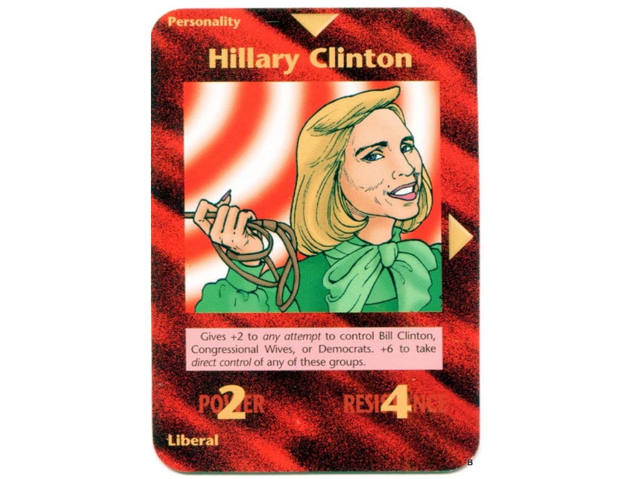 The Hillary Clinton card from Illuminati: New World Order