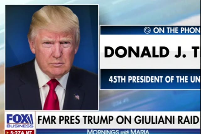 <p>Donald Trump tells Fox Business the FBI raid of his former lawyer, Rudy Giuliani, was ‘very unfair’</p>