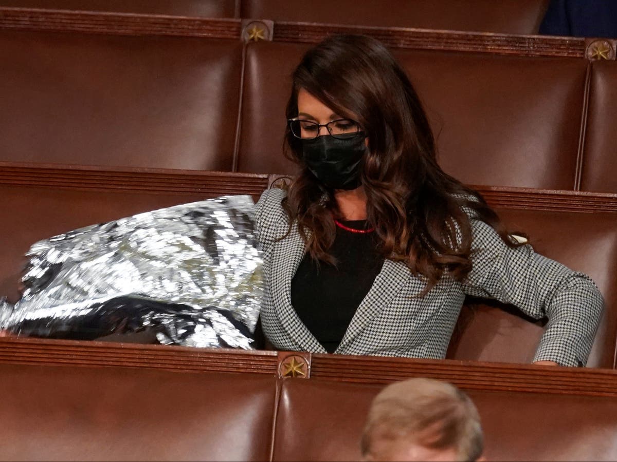 Lauren Boebert makes ‘space blanket’ protest at Biden’s joint address