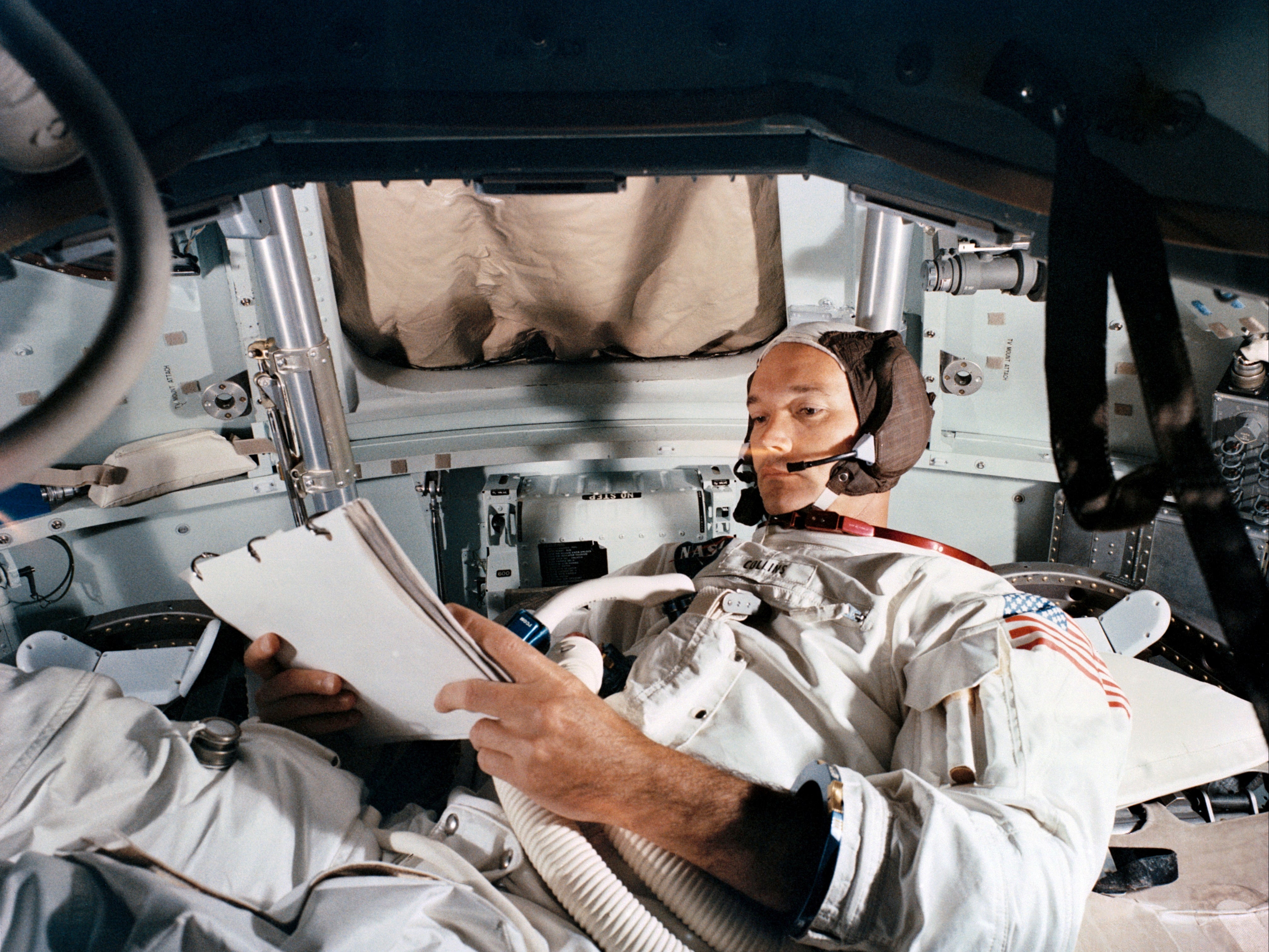 In a simulator at the Kennedy Space Centre in 1969