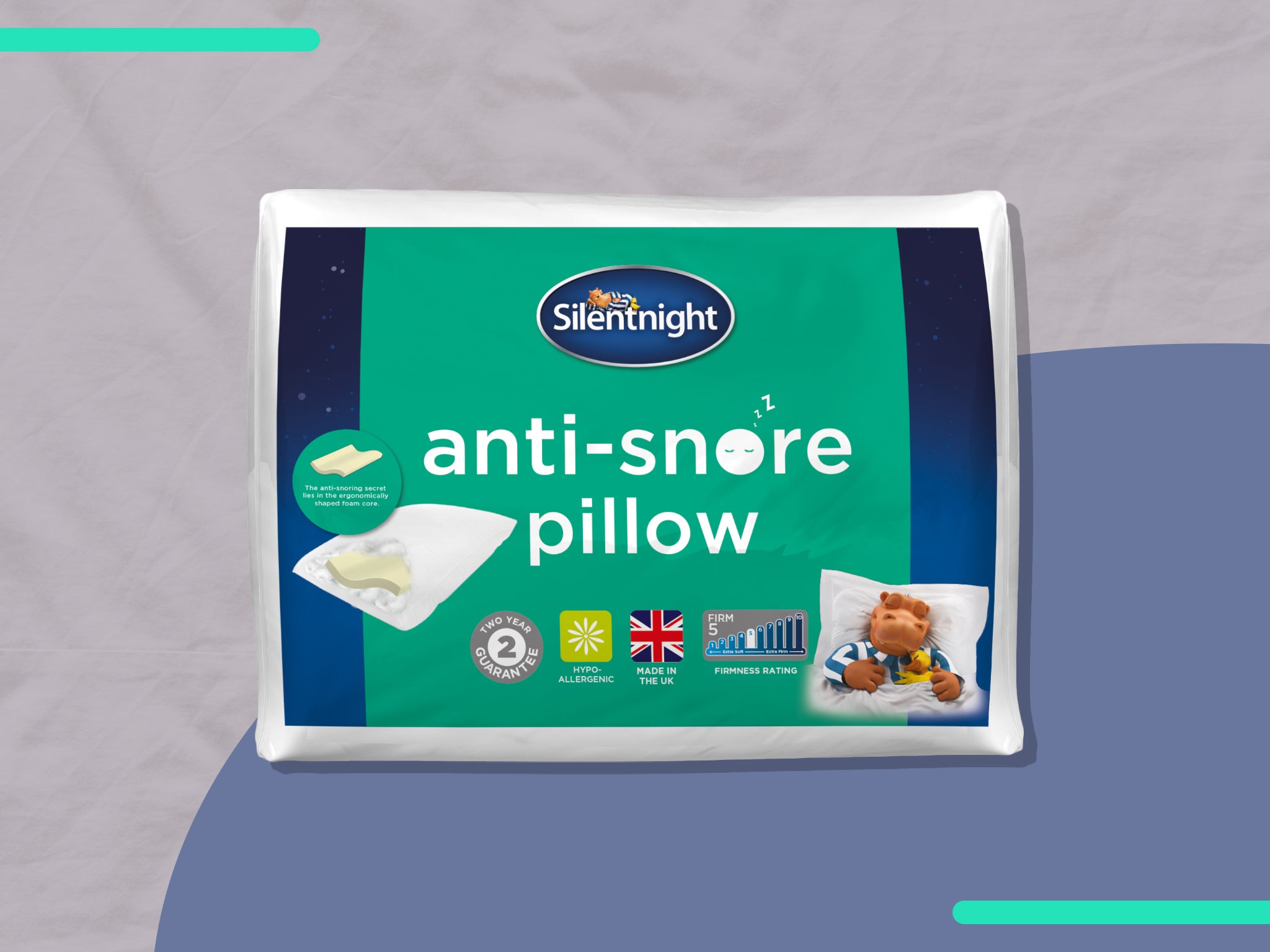 Slumberdown Anti Snore Pillows For Side Sleepers Firm Support Foam Silent Night 