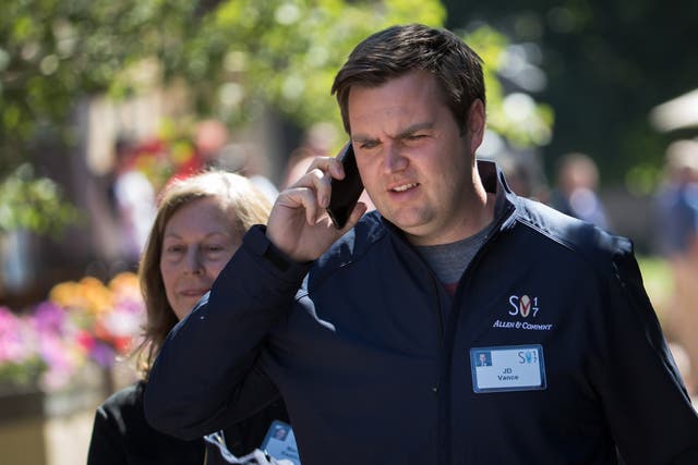 <p>JD Vance, venture capitalist and author of ‘Hillbilly Elegy’, pictured in July 2017</p>