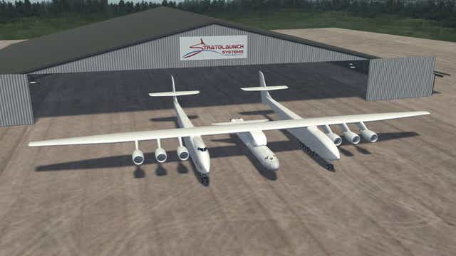 Artist’s rendition of world’s biggest plane provided by Stratolaunch Systems