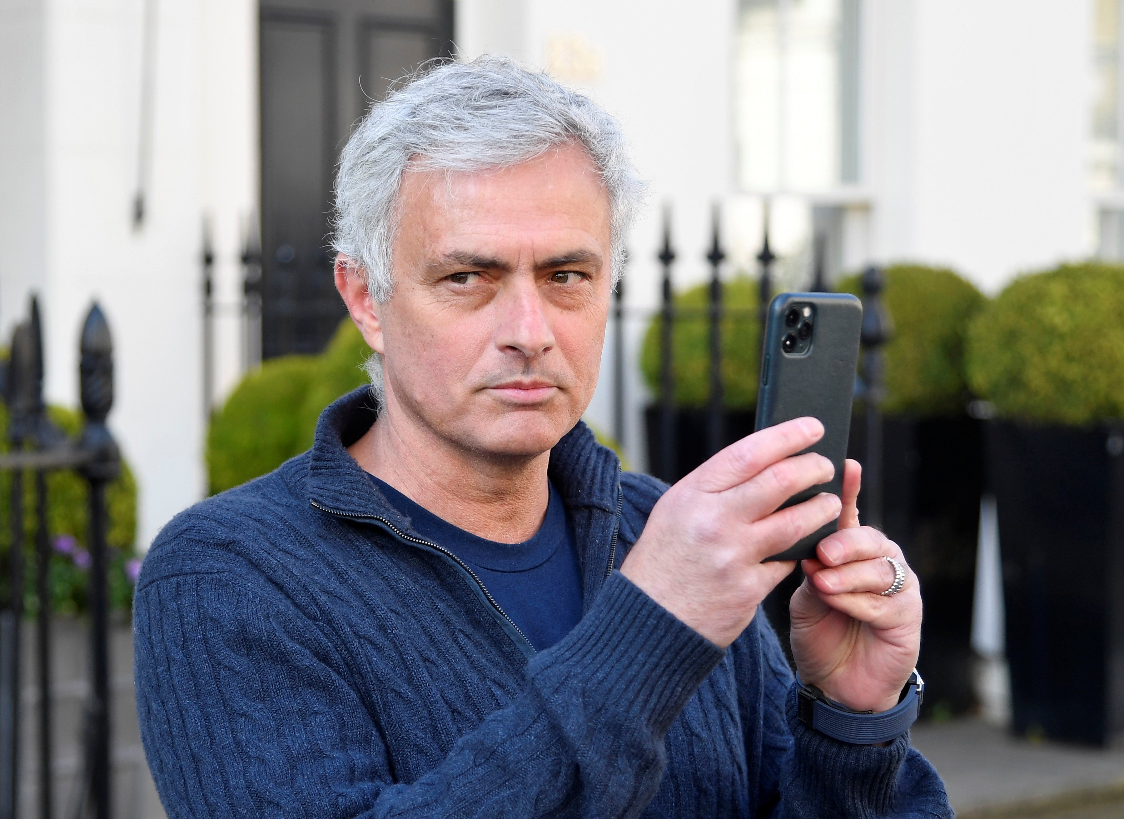 Jose Mourinho outside his west London home