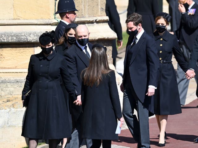 Zara and Mike Tindall at Prince Philip’s funeral in April 2020