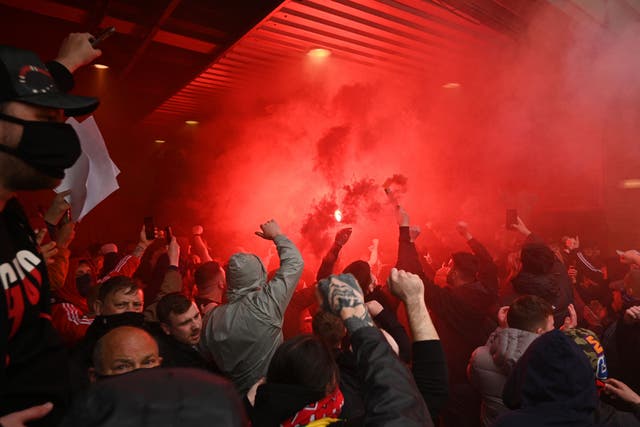 Man United fans forced their way inside Old Trafford to protest the Glazers’ ownership of the club