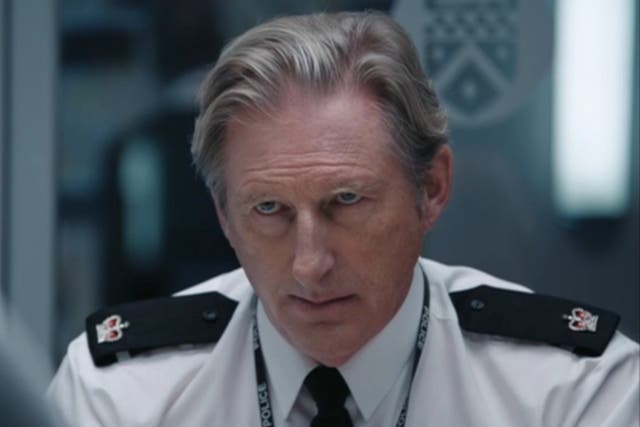<p>Ted Hastings (Adrian Dunbar) in the interrogation scene during the Line of Duty season 6 finale</p>