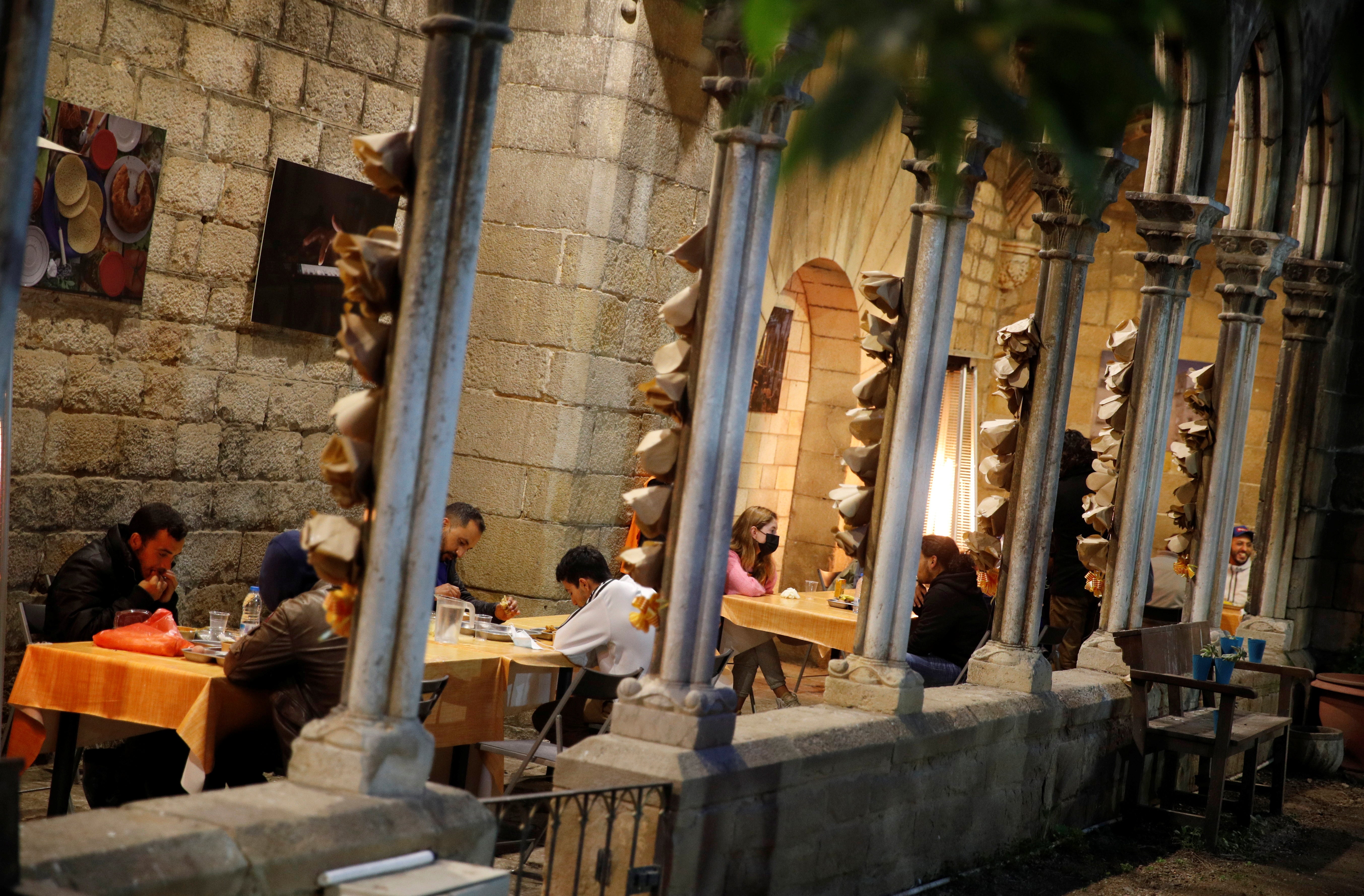 Every evening between 50 and 60 muslims stream into the cloisters for dinner