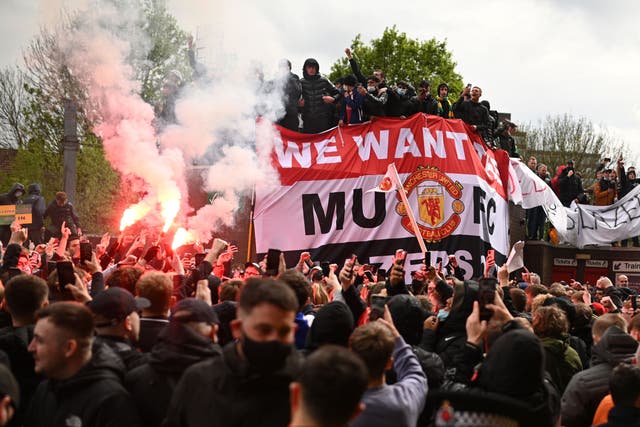 <p>Sunday’s Old Trafford protest against Man United's owners</p>