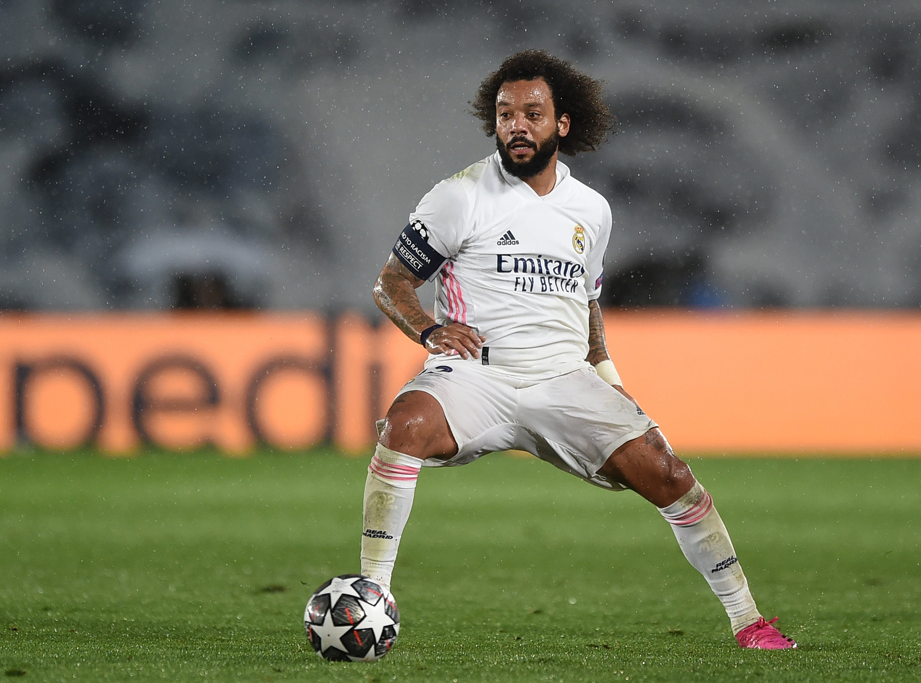 Marcelo of Real Madrid controls the ball against Chelsea