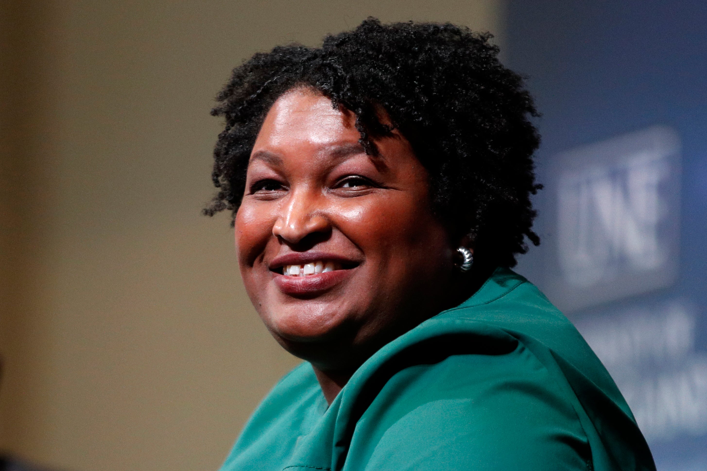 Stacey Abrams speaks at the University of New England in Portland, Maine on 22 January, 2020.
