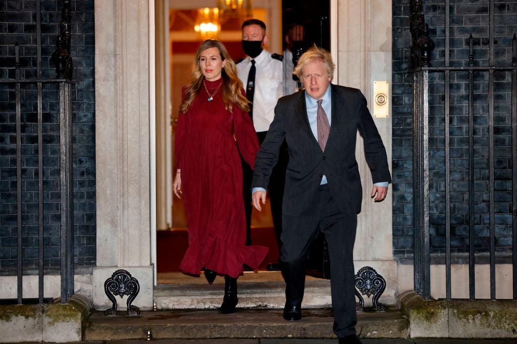Boris Johnson and his partner Carrie Symonds in Downing Street, where their lavish renovation took place