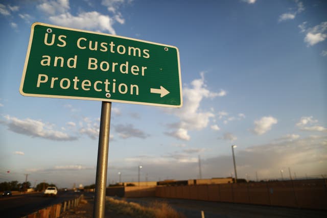 <p> U.S. Customs and Border Protection (CBP) sign is posted outside the U.S. Border Patrol station (R) where lawyers reported that detained migrant children were held unbathed and hungry on June 25, 2019 in Clint, Texas. </p>