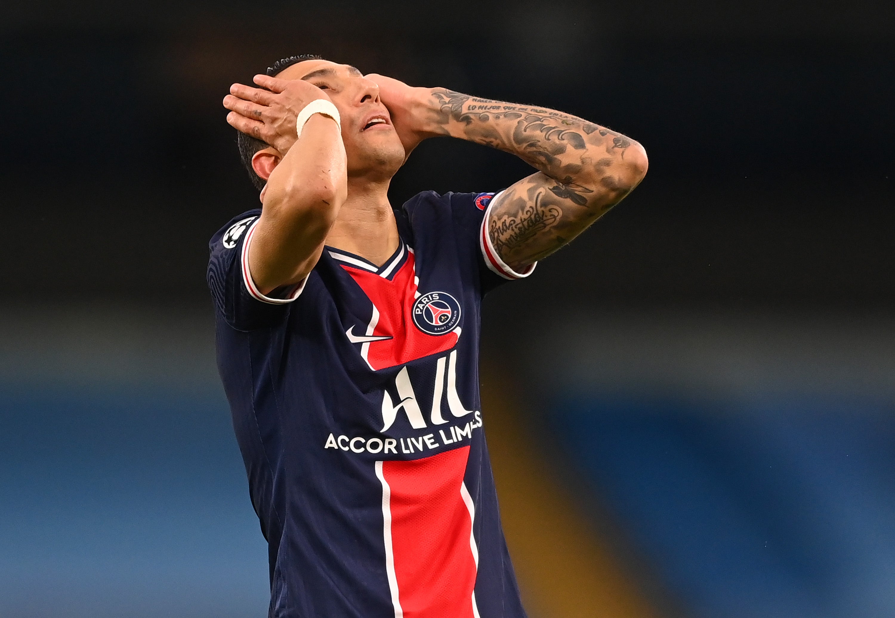 Angel Di Maria was sent off for PSG in the second half