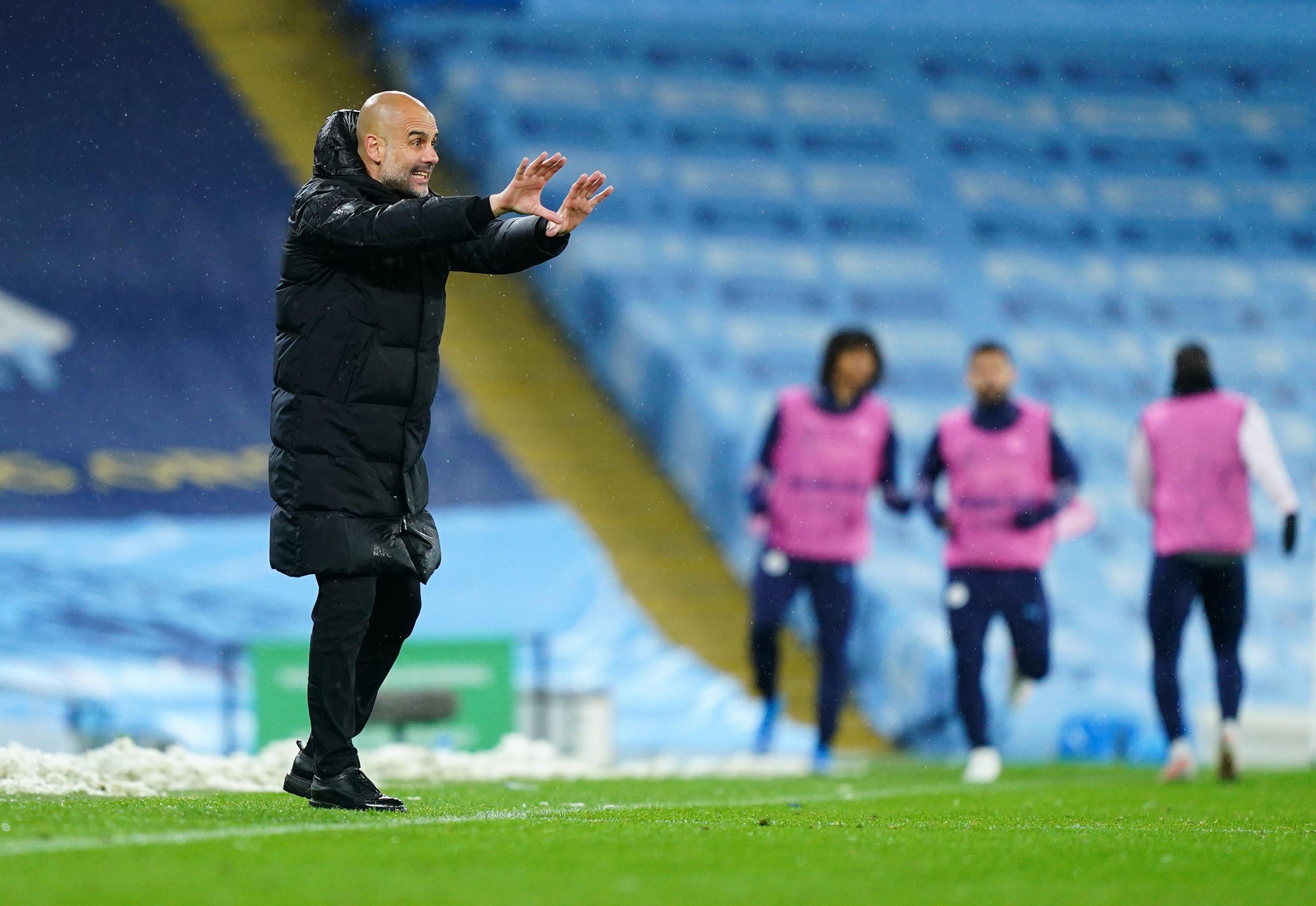 Pep Guardiola gives orders from the touchline