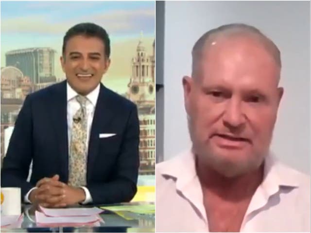 (Left) Adil Ray and (right) Paul Gascoigne, as seen on Good Morning Britain