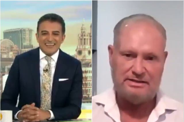 (Left) Adil Ray and (right) Paul Gascoigne, as seen on Good Morning Britain