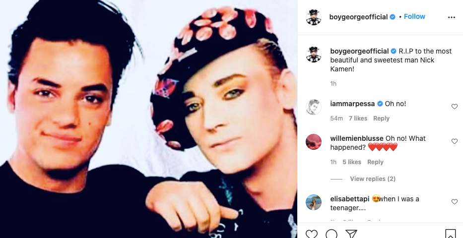 Boy George has led the tributes to Nick Kamen