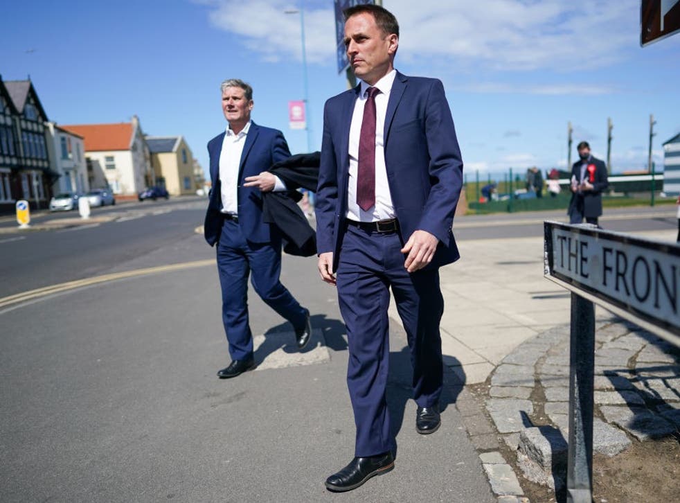 <p>Keir Starmer and Paul Williams (right) visit the Seaton Carew seafront</p>