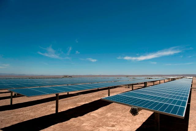 A solar plant near El Salvador, in the Atacama desert, northern Chile. A massive project, to be located on public land in Southern California, has passed final approvals this week