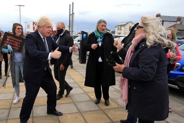 <p>Boris Johnson on the campaign trail in Hartlepool</p>