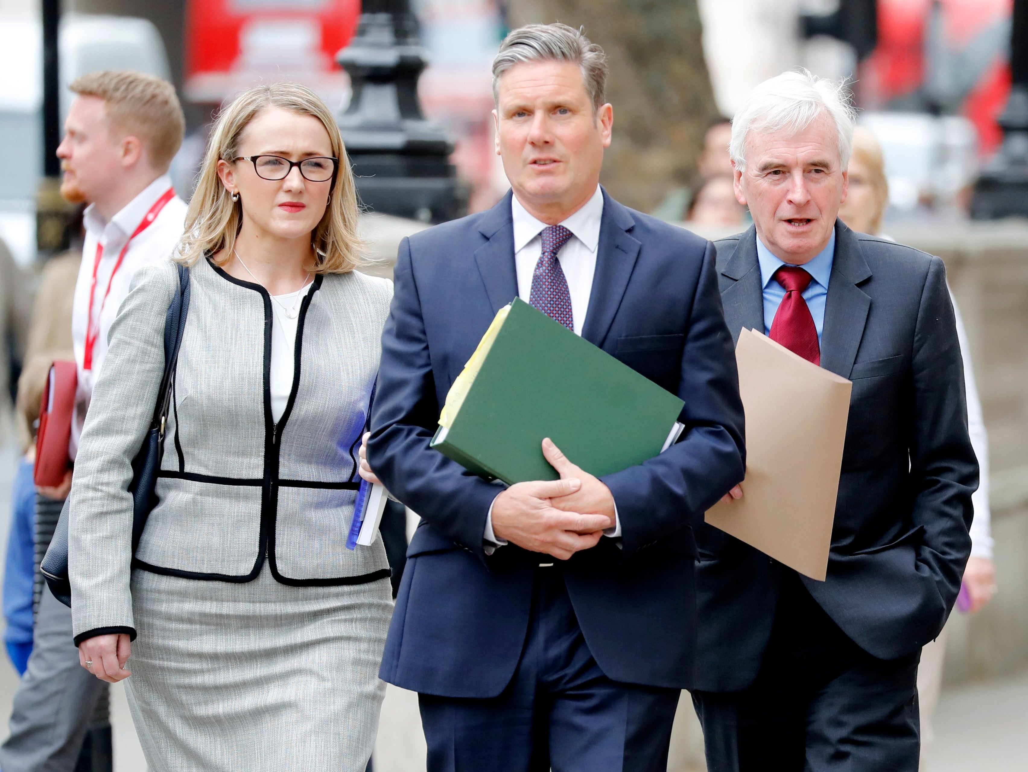 Starmer with Rebecca Long-Bailey and John McDonnell, two prominent figures of the left