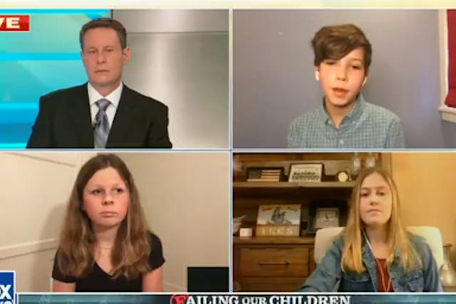 <p>In the segment on Wednesday, Mr Kilmeade asked three young schoolchildren what they missed the most about being in the classroom</p>