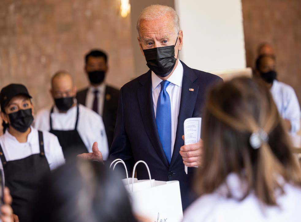 <p>Joe Biden visits Taqueria Las Gemelas in Washington DC on 5 May, among one of the first restaurants to receive funds from a $28.6bn relief programme.</p>