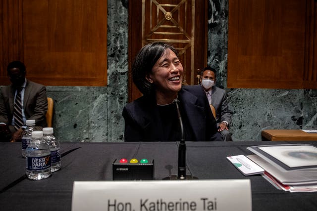 US Trade Representative Katherine Tai pictured at a Senate Appropriations hearing in April 2021
